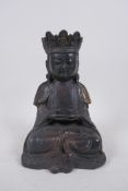 A Chinese bronze figure of Buddha seated in meditation, 21cm high