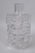 A studio glass square section knobbly vase, probably Whitefriars, AF, 24cm high