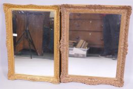 A gilt framed mirror, 77 x 62cm overall, and another slightly smaller