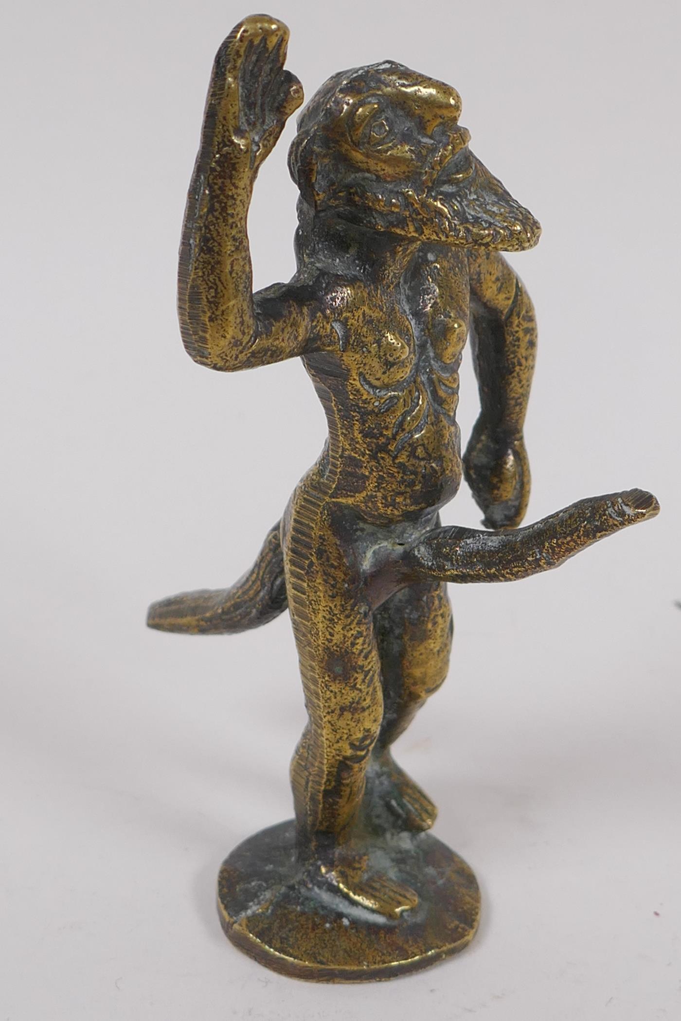 A brass talisman figure of the Greek god Priapus, 11cm high - Image 3 of 3