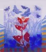 Julia Manning, Balmy Night Moths, limited edition aquatint engraving, signed, 48 x 53cm