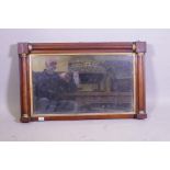 A William IV rosewood and parcel gilt over mantel mirror, 80 x 56cm