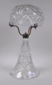 A crystal glass table lamp with shade, 39cm high