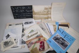 A quantity of Rolls Royce and other vintage car memorabilia, magazines, newspaper articles etc