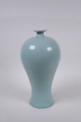 A Chinese Ru ware style vase with slender neck, 27cm high