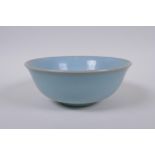 A Chinese Ru ware style celadon glazed porcelain bowl, 14m diameter