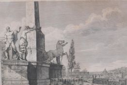 Luigi Rossini, 'Veduta Generale Dei Gran Colossi sul Monte Quirinale, Rome 1819, engraving,