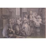 William Hogarth, a pair of engravings from the Rake's Progress, 'The Madhouse' and 'The Marriage',