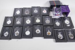 Nineteen Heritage collection pocket watches (boxed) and a boxed 'Ice' wristwatch