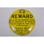 A vintage style enamel AA Reward sign, 30cm diameter