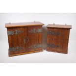 An oak two door smoker's/trinket cabinet, and another smaller, 46 x 22cm, 38cm high