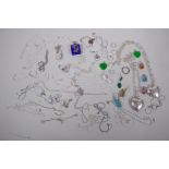 A quantity of good quality costume jewellery, including silver