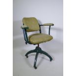 A mid century Tan-Sad adjustable metal framed office chair