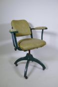 A mid century Tan-Sad adjustable metal framed office chair