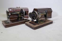 Two vintage sewing machines, a Sowitch and a Frister Rossmann