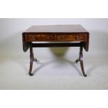 A Victorian mahogany sofa table with two true and two false drawers, AF, extended 146 x 70cm, 69cm