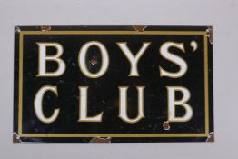 A vintage style 'Boys' Club' enamel sign, 37 x 22cm