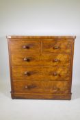 A C19th walnut of two over three graduated drawers, 119c, high, 115cm wide, 47cm deep