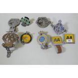 A quantity of metal car badges, AA, RAC, British Field Sports Society, British Driving Society etc