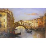 After A. Bouvard, Venetian canal scene, oil on canvas laid on board, 45 x 35cm