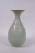 A Chinese Ru ware style porcelain pear shaped vase, 20cm high
