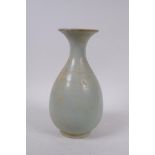 A Chinese Ru ware style porcelain pear shaped vase, 20cm high