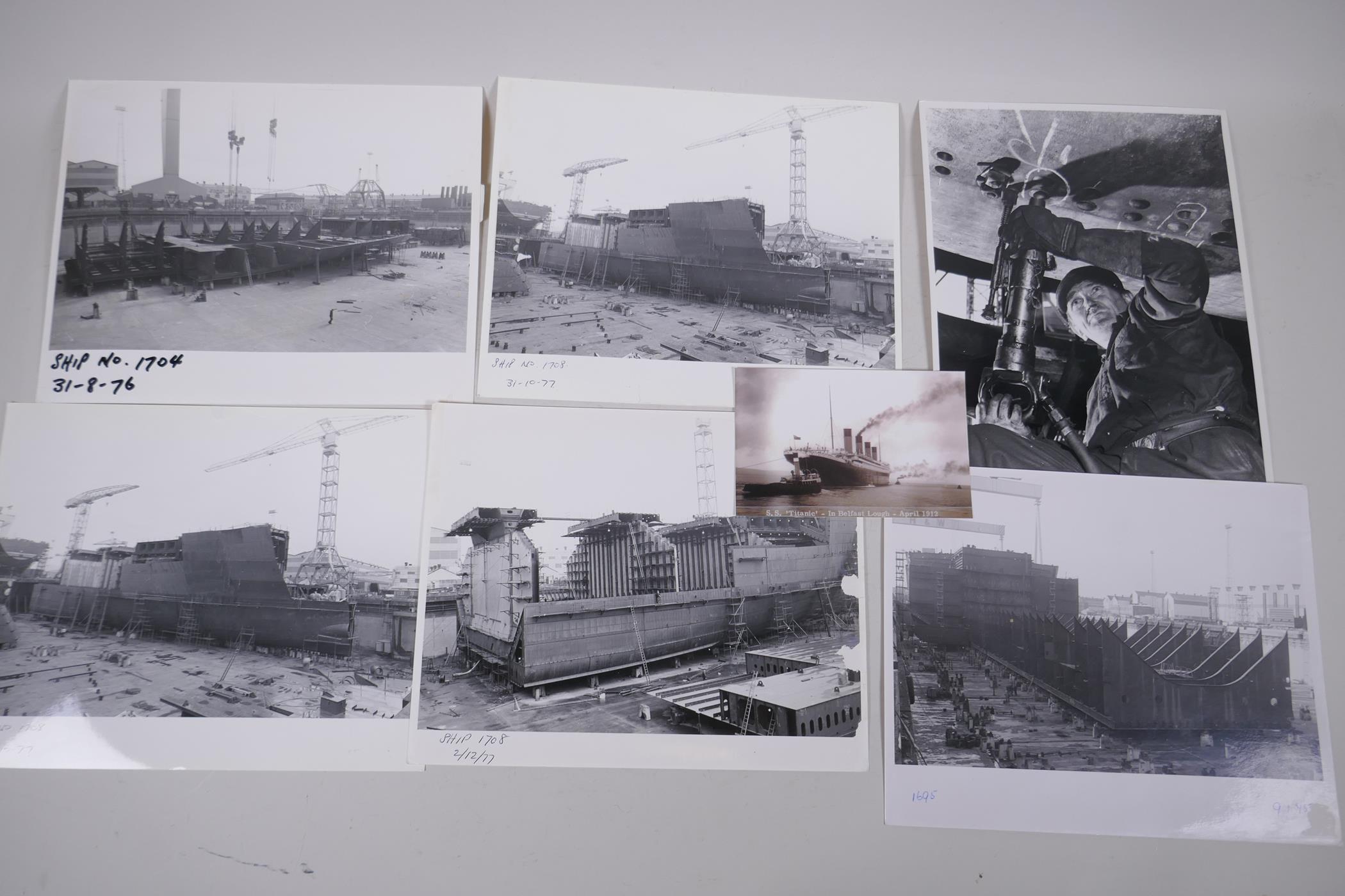 A collection of photographs of the Harland and Wolff Shipyard Belfast taken during the building of