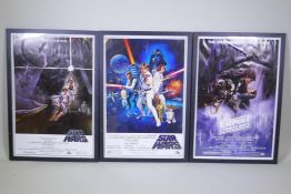 Three 2004/5 Star Wars poster reprints, two of the original 'Star Wars' and one 'Empire Strikes