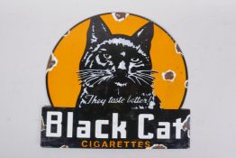 A vintage style 'Black Cat Cigarettes' enamel sign, 30 x 28cm