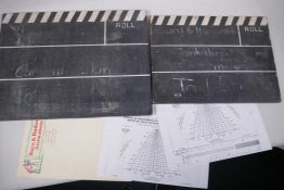 Bura and Harding Animations, two film boards c1950, and other paperwork