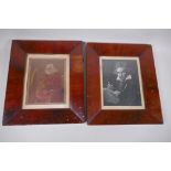 A pair of good quality C19th mahogany frames with prints of a musician and scholar