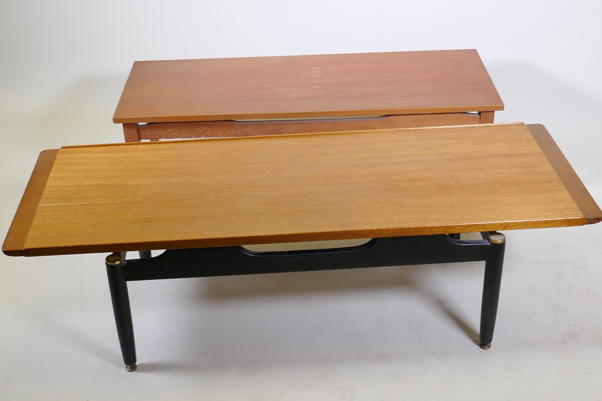 A G-Plan Librenza tola coffee table, 138 x 50 x 40cm, and a mid century teak top coffee table - Image 5 of 6