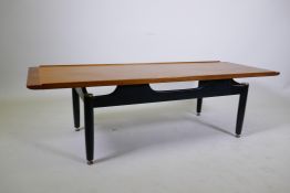 A G-Plan Librenza tola coffee table, 138 x 50 x 40cm, and a mid century teak top coffee table