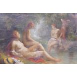 L. Edwarde, women bathers, signed and dated 1920, oil on canvas, 76cm x 63cm