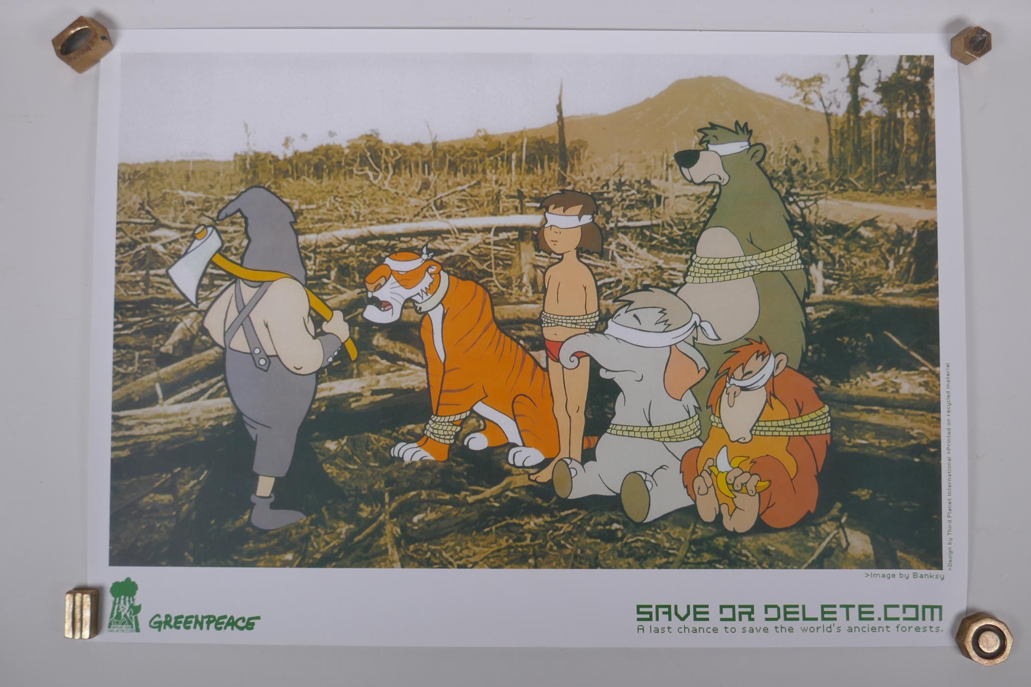 Banksy, Save or Delete, 2002, Greenpeace, print on recycled paper stock, 59 x 42cm - Image 2 of 4