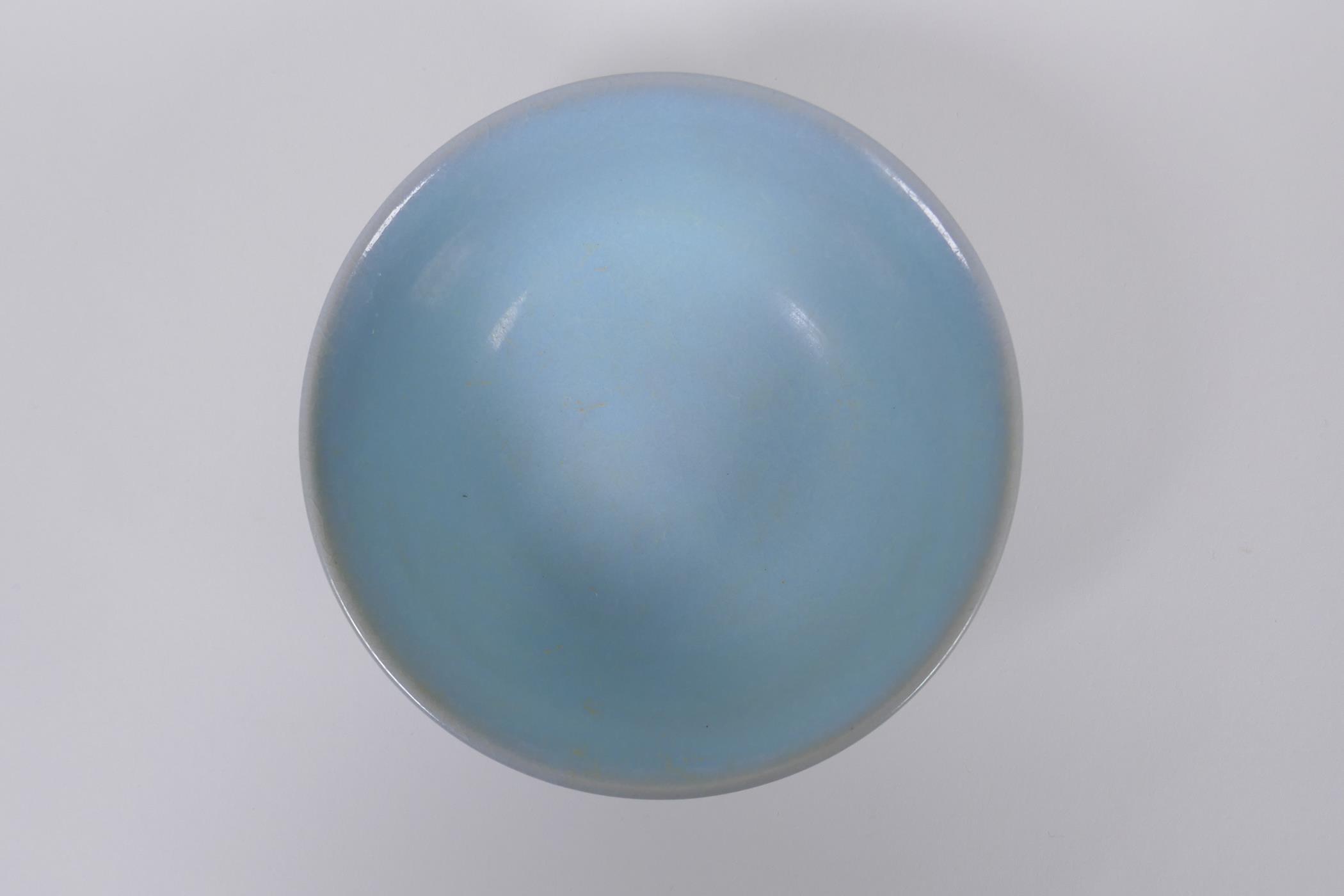 A Chinese Ru ware style celadon glazed porcelain bowl, 14m diameter - Image 2 of 3