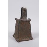 An antique African benin bronze bell, 14cm high