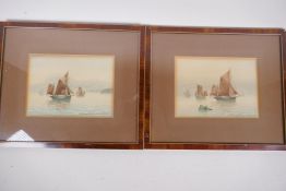 William Shepherd, sailing barges off the coast, a pair of watercolours, signed and dated 1925, 19