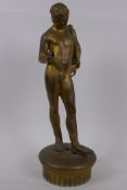 A classical style bronze figure of a male nude, 36.5cm high, AF