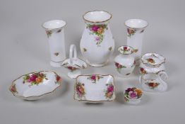 A collection of Royal Albert Old Country Rose china, including a vase, 17cm high