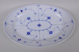 A Copenhagen porcelain Onion pattern blue and white oval serving platter, 41 x 29cm