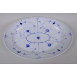 A Copenhagen porcelain Onion pattern blue and white oval serving platter, 41 x 29cm