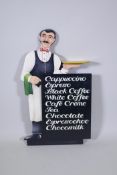 A painted wood cafe menu board, 96cm high