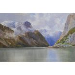 Fred R. Fitzgerald, fjord scene, watercolour, signed, 38 x 56cm