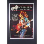 An original music poster for Bob Marley & the Wailers, 7" and 12" single release 'One Love', framed,