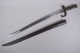 A late C19th French Chassepot bayonet, stamped maker's mark W.R. Kirschbaum to the blade, on the