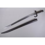 A late C19th French Chassepot bayonet, stamped maker's mark W.R. Kirschbaum to the blade, on the