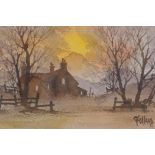 Ron Folland, Autumnal Sunset landscape, watercolour, 27 x 19cm