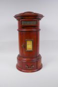 A fruitwood table post box, 43cm high