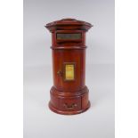 A fruitwood table post box, 43cm high